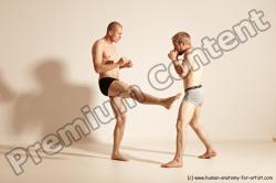 Underwear Martial art Man - Man White Moving poses Slim Short Blond Dynamic poses Academic